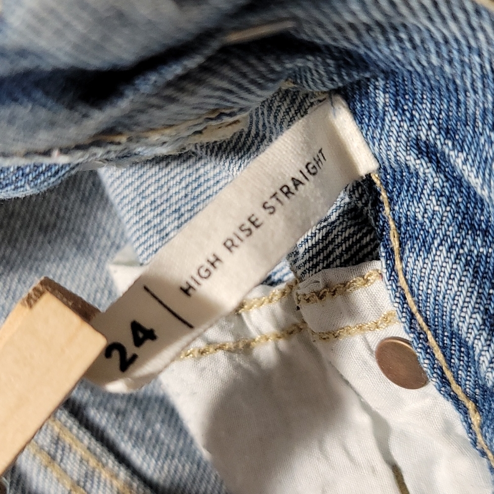 PACSUN 24 CASUAL HIGH RISE STRAIGHT LEG BUTTON FLY CUT OFF DENIM BLUE JEAN SHORT - Picture 10 of 14